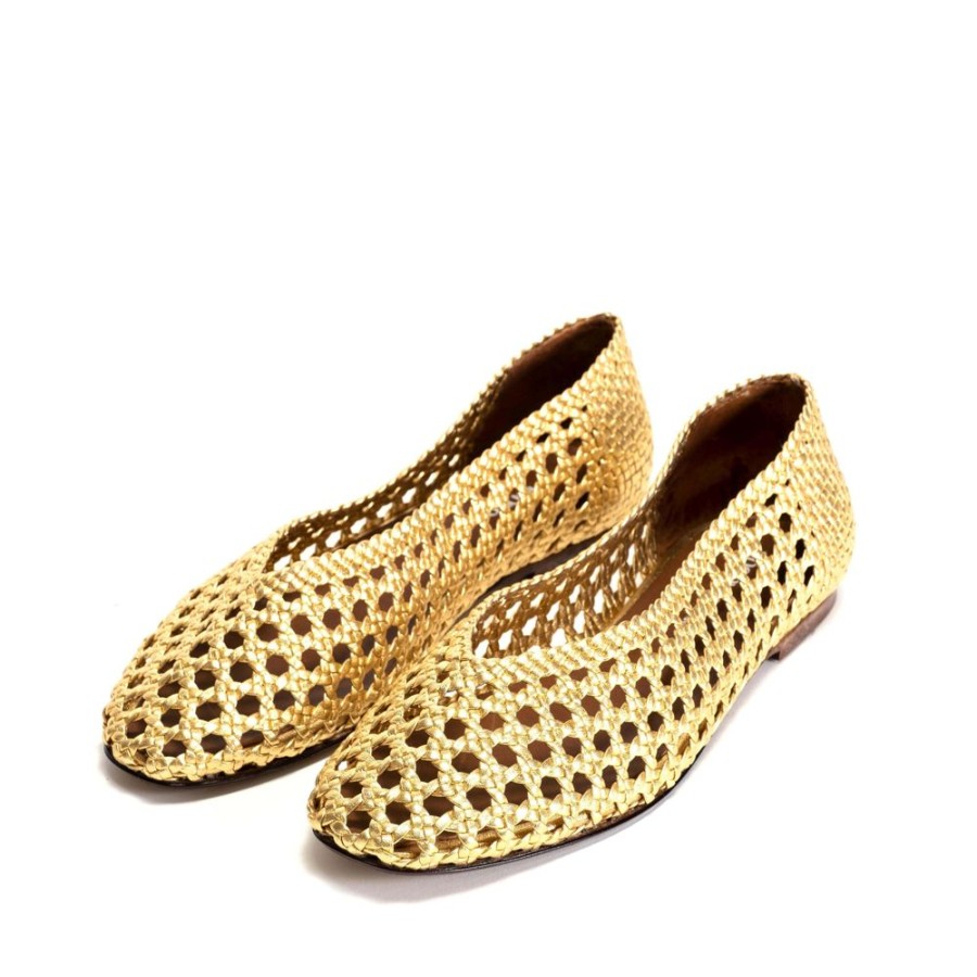 Fodtoj anonymous | Anonymous Sessi 10 Braided Leather Sandal Gold