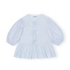 Toj GANNI | Ganni F9074 Light Blue Poplin Peplum Blouse