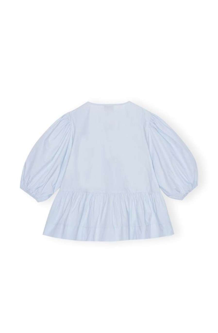 Toj GANNI | Ganni F9074 Light Blue Poplin Peplum Blouse