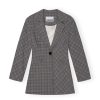 Toj GANNI | Ganni Checked Fitted Blazer Frost Gray