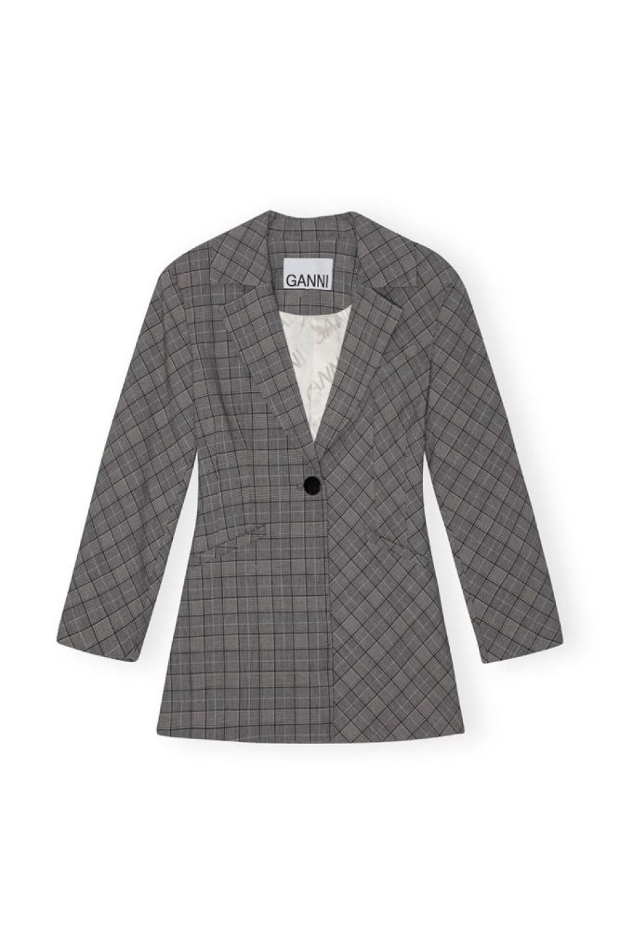 Toj GANNI | Ganni Checked Fitted Blazer Frost Gray