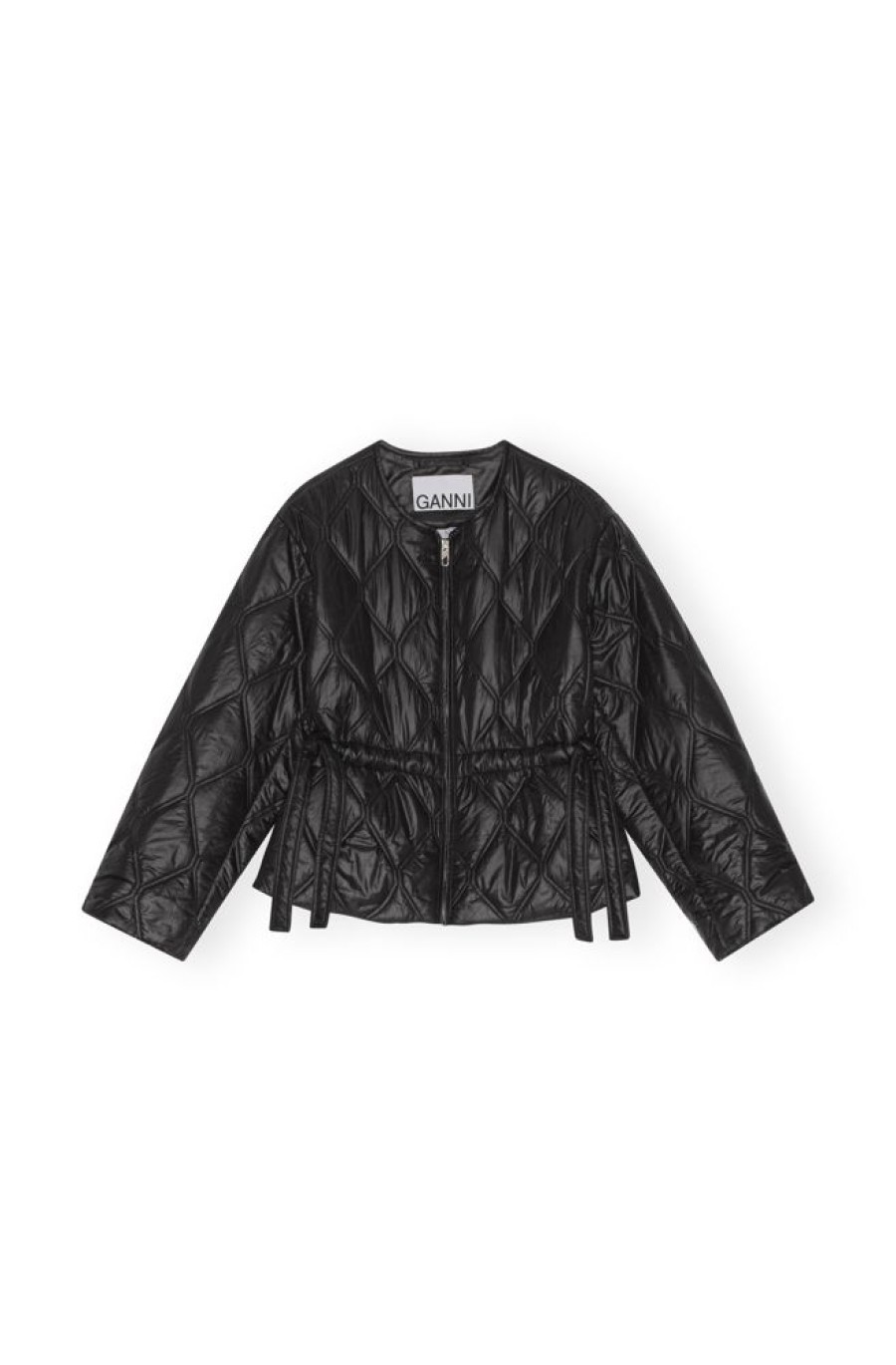 Toj GANNI | Ganni F8063 Shiny Quilt Jacket Black