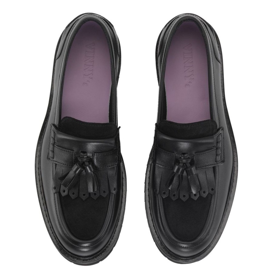 Fodtoj VINNY'S | Vinny'S Tassel Yuppee Crust Leather/Sueded Loafers Black