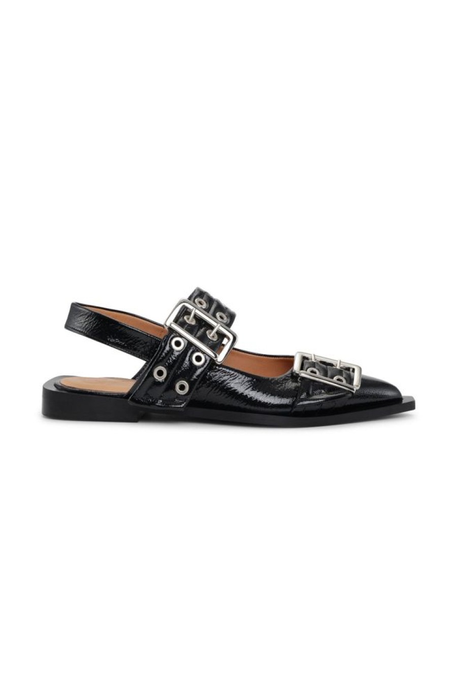 Fodtoj GANNI | Ganni Wide Welt Buckle Ballerinaer Black