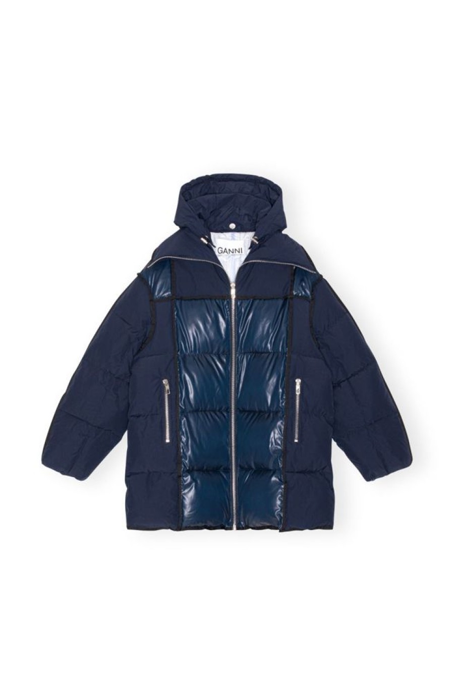 Toj GANNI | Ganni F8618 Puffer Midi Jacket Sky Captain