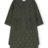 Toj GANNI | Ganni Quilted Long Coat Kombu Green